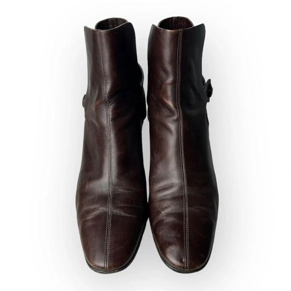 Salvatore Ferragamo Thio Ankle Booties in Chocolate Brown Leather 8.5 - Picture 5 of 16